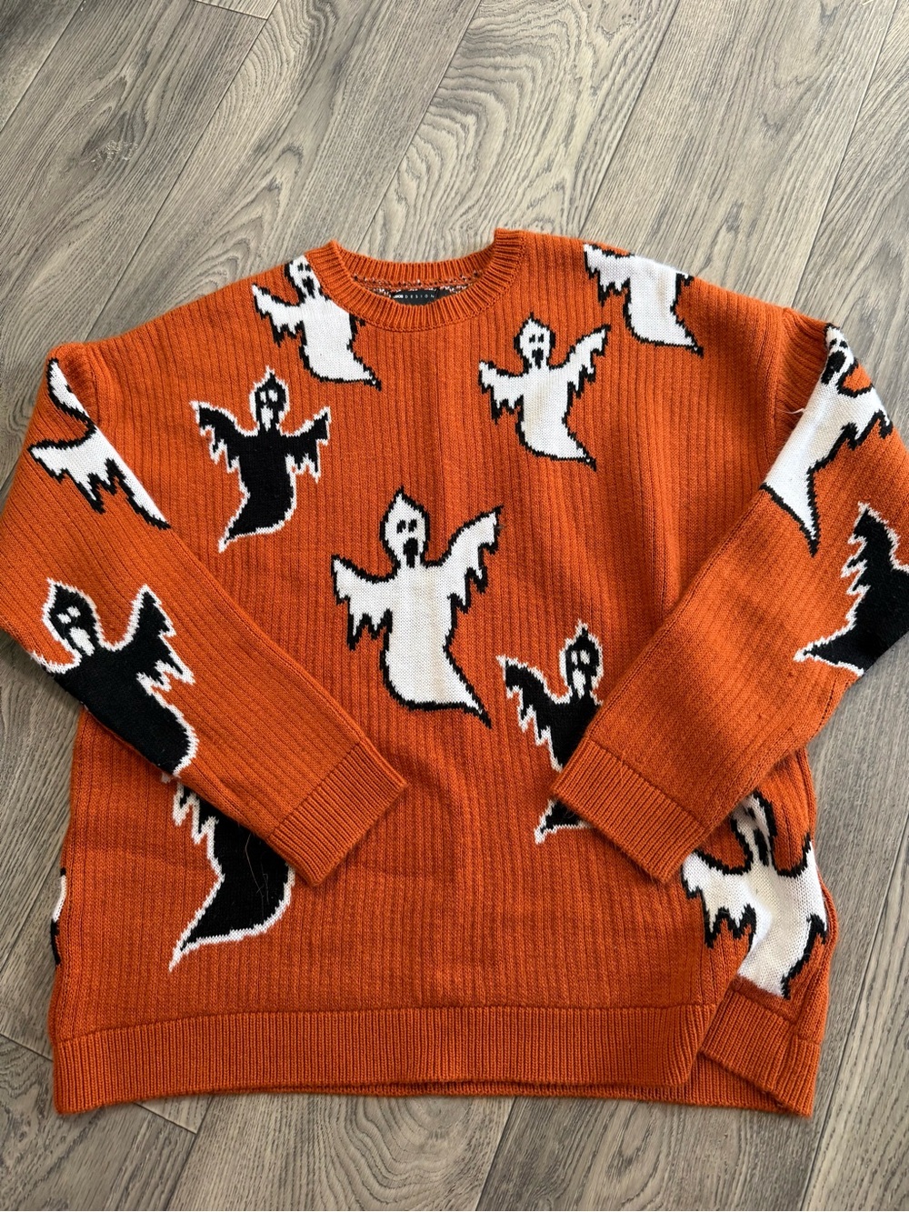 ASOS DESIGN Ghost Pattern Orange Sweater